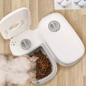 2구 반려동물 자동 급식기 사료 강아지 타이머 급식기 고양이 건습