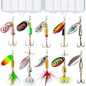 민물과 바닷물을 위한 TB Tbuymax 낚시 스피너 미끼, 10개의 수탉 꼬리 미끼 및 방적 스푼, 배스 트라우트