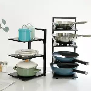 [에스에스리빙]카밀리아 높이조절 후라이팬 프라이팬 정리대 3단 다용도 스탠드