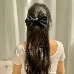 블랙 왕리본머리끈 리본스크런치 왕리본 곱창머리-WFIZUCI