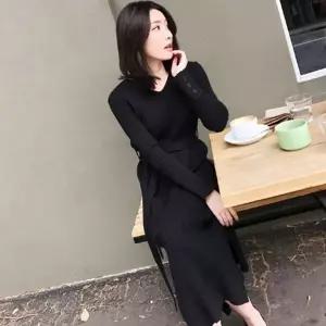 니트 롱 벨트 원피스 하객룩 봄 겨울 슬림핏 (KYR-WFJWAWH)