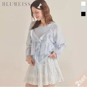 [블루레이스] [2SET]프릴 뷔스티에 시스루 블라우스_B6S1BL5281