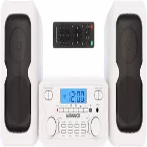 디지털 FM 스테레오 라디오 블루투스 무선 기술 리모컨이 있는 Magnavox MM435M-WH 3피스 컴팩트 CD 선반