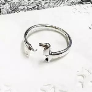 오픈링프리사이즈 순은반지 전체925실버 쁘띠닥스훈트