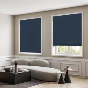 DEZ 가구 무선 룸 다크닝 클래식 로만 쉐이드 36인치 W x 64인치 H 인디고