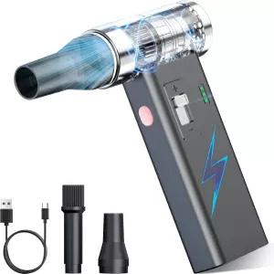 미니 초슬림 전기 압축 공기 먼지떨이 150 000RPM 브러시리스 모터 키보드/PC/자동차용 강력한 흐름 USB-C