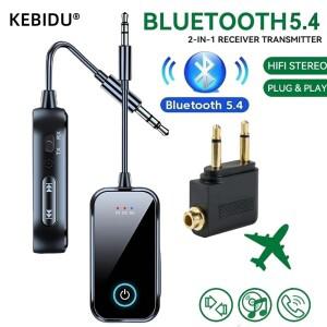 2in 1 블루투스 5.4 오디오 리시버 트랜스미터 Hi-Fi 스테레오 무선 어댑터 3.5mm AUX 마이크 포함 차량용
