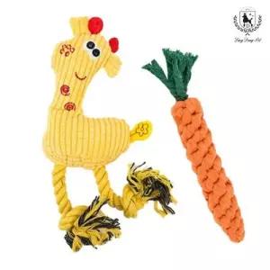 딩동펫 반려견 고양이 실타래 인형 옐로우 기린 + 당근 세트