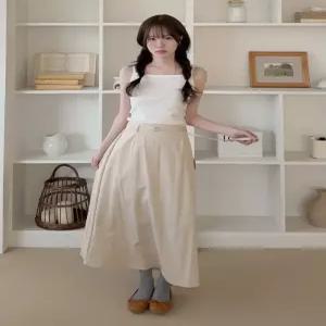 [엘루이즈][엘루이즈] [국내제작] 슬로링 A라인 심플 벨트 롱스커트(3color)