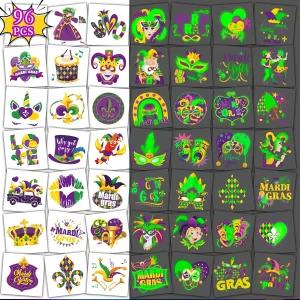 야광 스티커 데코 형광 꾸미기 어두운 뉴올리언스 파티 타투 가면극 축하 마디그라 카니발 용품에 빛나는 9