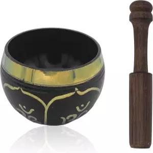 만다라 공예 티베트 노래 그릇 세트 - 네팔 치유용 사운드 볼 명상 마음챙김 요가 장식용 (4인치 검은색)