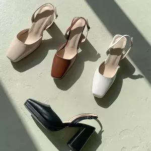 [하프클럽/]슬링백 샌들 통굽 가보시 구두 여자 출근 룩 구두