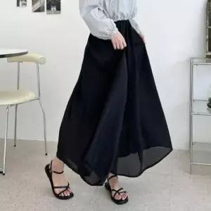 [의류] 여성 찰랑 주름 롱치마바지 블랙 1P 플레어 팬츠 패션