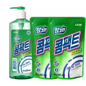 참그린 콤팩트 고농축 주방세제 용기 600g 1개 + 리필 500g 2개