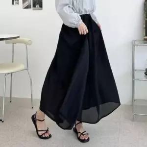 [의류] 여성 찰랑 주름 롱치마바지 블랙 1P 플레어 팬츠 패션