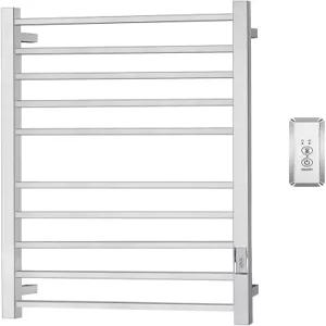 욕실용 아쿠아트렌드 타월 워머 가열식 랙 벽걸이 타이머 플러그인 고속 난방 니켈 실버가 내장된 10바