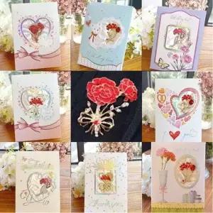 [콩심팥심]카네이션 브로치 감사카드 어버이날 선물 스승의날 축하 카드