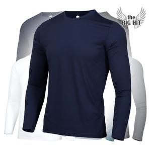 봄 여름 남자 기능성티셔츠 쿨링 등산 냉감 스판 무지 라운드 긴팔 쿨 쿨론 작업복 긴팔티셔츠 빅사이즈