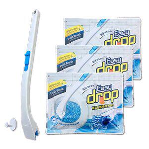 [이지드롭]변기크리너 핸들1개+리필브러쉬3팩(36개입) / 변기청소 변기클리너  변기세정제