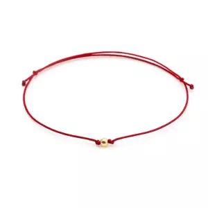 [비앤비골드] 14K 골드볼 실크끈 레드 실팔찌 SLB29362