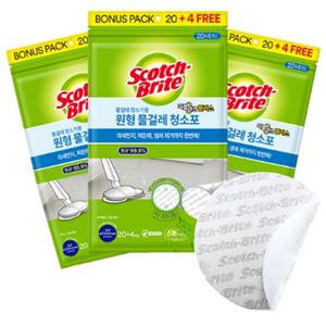 3M 무선 물걸레 청소기용 더블액션 청소포 원형 210mm 24매 3개