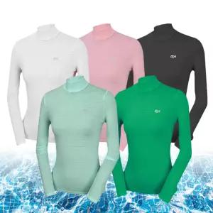 여름 여성 골프이너웨어 쿨 반폴라 긴팔 등산 티 아이스 기능성 티셔츠 반목 상의 321B