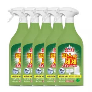 홈스타 락스와세제 3X 욕실청소용 폼 스프레이 후레쉬향 500ml 5개