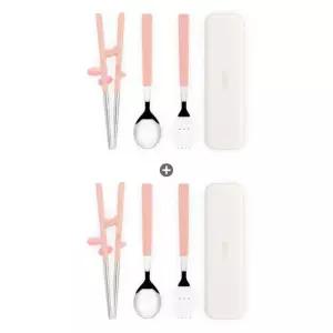 에디슨 스텐 2단계 젓가락 스푼포크 케이스 세트 2개