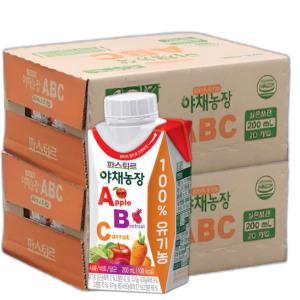 ABC주스 파스퇴르 100% 유기농주스 200ml(40팩)