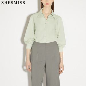 [쉬즈미스(SHESMISS)] 지적인 베이직 카라 셔츠 블라우스