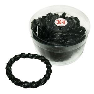 꽈배기 반짝검정고무줄 30P 코사지 헤어밴드