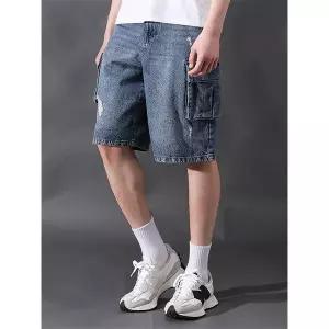 [하프클럽/]와이드 건빵 주머니 워싱 버뮤다 5부 청반바지 PWCP2240