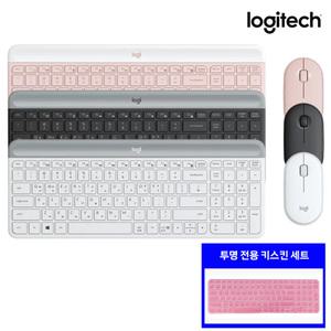 로지텍 코리아 정품 MK470 슬림 무선 콤보 키보드 마우스+키스킨 세트 한글 자판