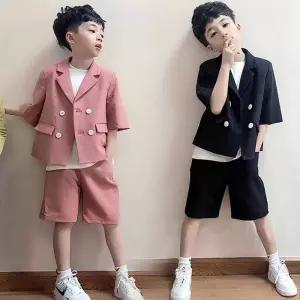 키즈 어린이 여름 반팔 반바지 수트세트 90-160 3컬러 더블자켓 여름정장