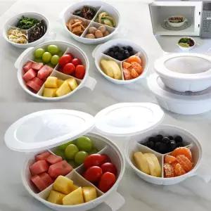(3절)(4절)(2세트) 올인원 뚜껑 나눔접시 반찬그룻/어린이/간식/접시/전자/레인지용/렌지용/다회용/예쁜