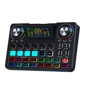 Nuoxiange F668 초보 게이밍 오디오 믹서 OTG 인터페이스 3D 접이식 화면 콘솔 PC 디지털 사운드 카드 - 팟캐스트 스트리밍, 컴퓨터 녹음, 게임 음성, 휴대폰 라이브 사운드 보드