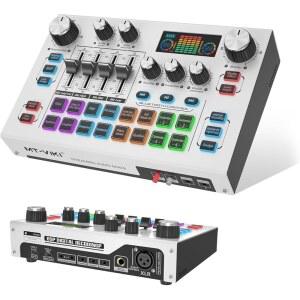 2.25 LCD 화면을 갖춘 MT-VIKI 게이밍 오디오 믹서, PC/폰용 라이브 사운드 카드 라이브 스트리밍 녹화 팟캐스트/유튜브/게임