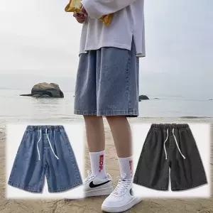 남자 버뮤다 데님 밴딩 팬츠 5부 반바지 남성 여름 캐주얼 청바지 빅사이즈