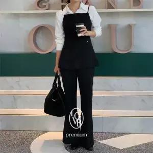 핫핑 [LOVB] 콜어바웃슬림 페플럼 슬리브리스+밴딩 부츠컷 슬랙스 set