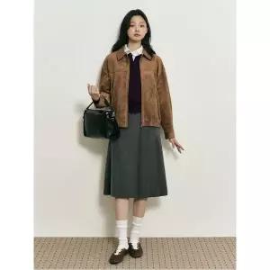 매장정품 빈폴 BEANPOLE LADIES [B. my] 인조 스웨이드 헤링턴 점퍼 옐로이시 브라운 (BF5839N02B) BF5839N