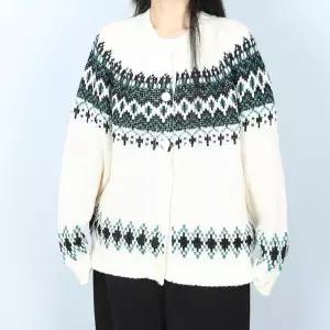 5색 노르딕 라운드 나그랑 니트 가디건