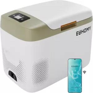 EUHOMY 12볼트 냉장고 23QT 자동차 앱 컨트롤 12/24V DC 및 110-240V AC가 장착된 자동차용 휴대용 냉동