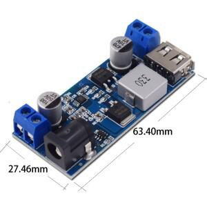 호환 DC-DC 24V/12V  5V 스텝 다운 전원 공급 장치 벅 컨버터 LM2596S 교체용 조절식 USB 모듈