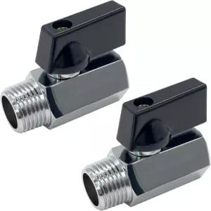 Uenede 2PCS 1/4인치 NPT 크롬 도금 황동 미니 볼 밸브 암컷에서 수컷 나사산 차단 밸브(물/오일/가스용