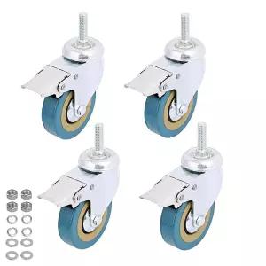 트롤리 카트 가구 돌리 워크벤(M12)을 위한 4팩 WeFoonLo 잠금 나사형 스템 마운트 3인치 회전 캐스터