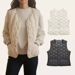 셔링 패딩조끼 점퍼 경량 이너 겨울 패션 여성 얇은 방한 퀼팅 따뜻한 보온 슬림 깔깔이