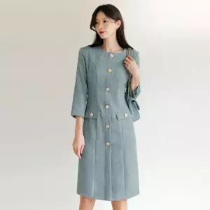 [시크라인] 카디알로 7부 트위드 H라인 원피스