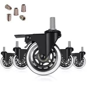 사무용 의자 가구 및 선반용 잠금 브레이크 나사 3/8인치 히레이트 3인치 회전 스템 캐스터 인서트가 있는