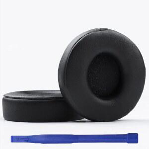 [미국배송] 솔로 프로 헤드폰과 호환되는 ADHIPER SOLO PRO 교체 이어패드 단백질 가죽 이어패드 이어 쿠션(블랙)