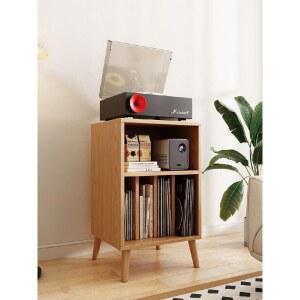 LP 수납장 원목 엘피 블랙 앨범 정리함 45x32x81cm 슬라이드 레코드판 디스플레이